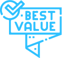 Blue Best Value Icon with check mark